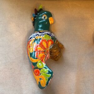 Talavera Bird  Parrot Wall Folk Art Mexican Figure